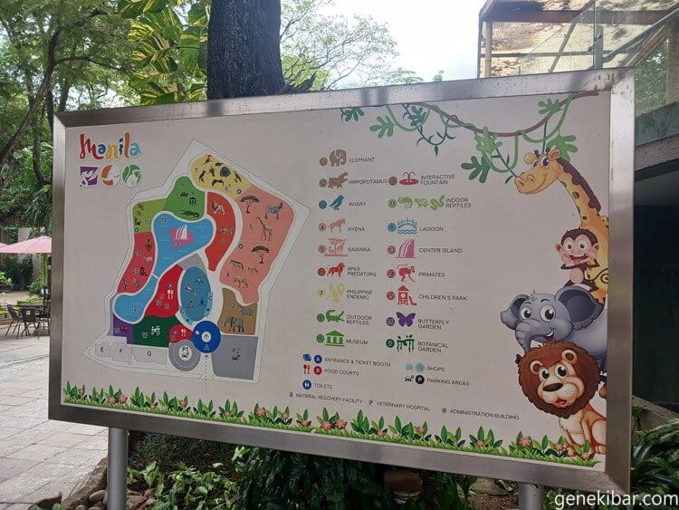 マニラ動物園の園内マップ