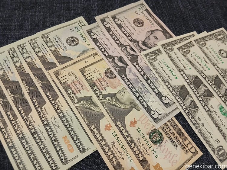 外貨両替ドルユーロの紙幣の状態