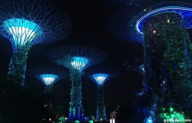 ライトアップされたスーパーツリーグローブの人口ツリー