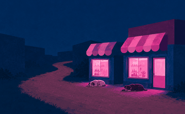 30ストリートのお店のまえにいた犬のイメージ