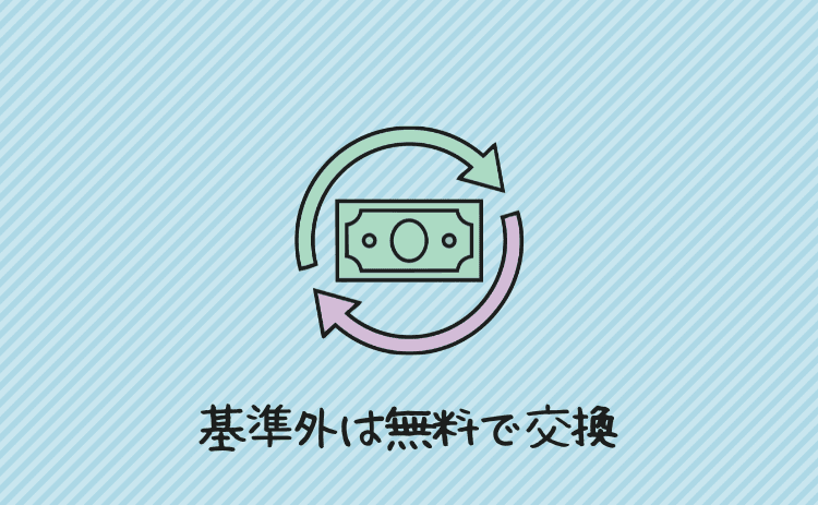 基準外の紙幣は無料で交換できる