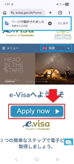 カンボジアのビザ申請サイト