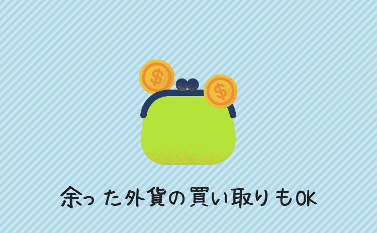 帰国後に余った外貨の買い取りもOK