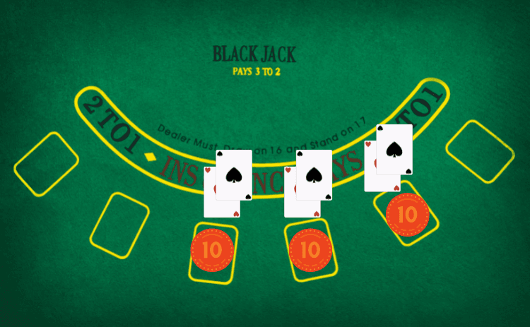 ブラックジャックで10万ウォンをスリーハンド