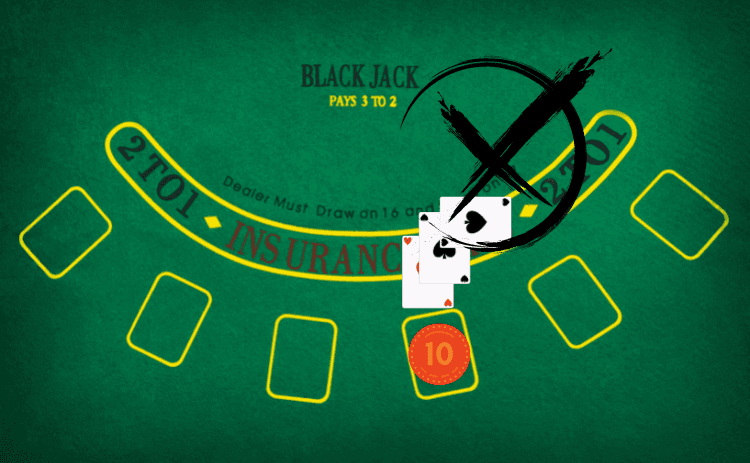 ブラックジャックのダブルダウン失敗