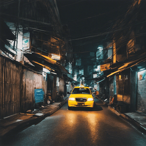 夜の街を走るタクシーのイメージ